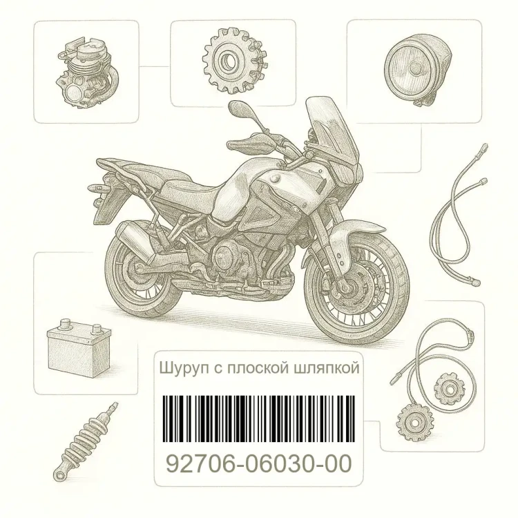 92706-06030-00 Шуруп с плоской шляпкой, Yamaha Номер детали 92706-06030-00, 927060603000, 92706-06030, 9270606030, 92706 06030