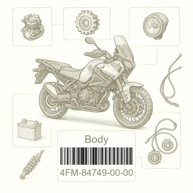 4FM-84749-00-00 Body, Licence Light, Yamaha Номер детали 4FM-84749-00-00, 4FM847490000, 4FM-84749-00, 4FM8474900, 4FM 84749 00