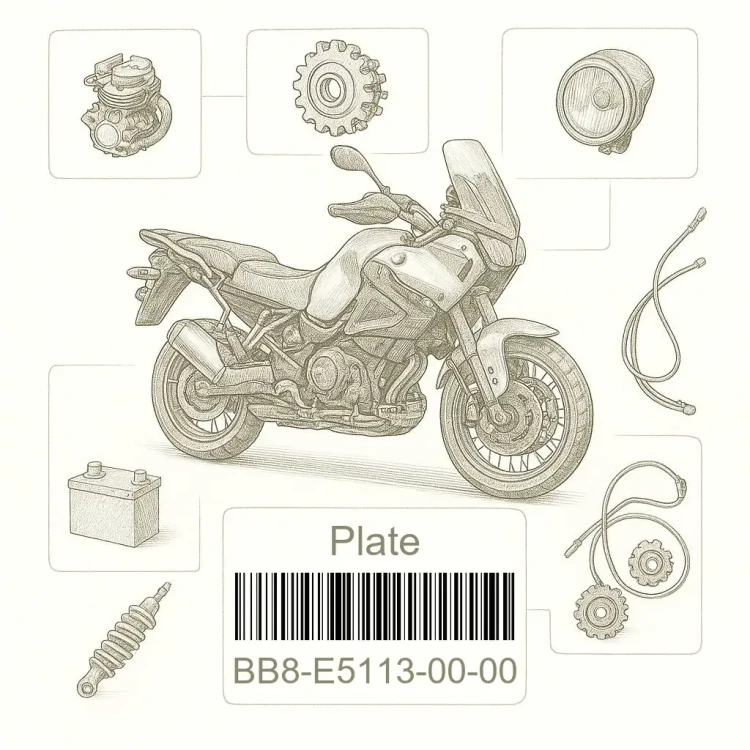 BB8-E5113-00-00 Plate, Yamaha Номер детали BB8-E5113-00-00, BB8E51130000, BB8-E5113-00, BB8E511300, BB8 E5113 00