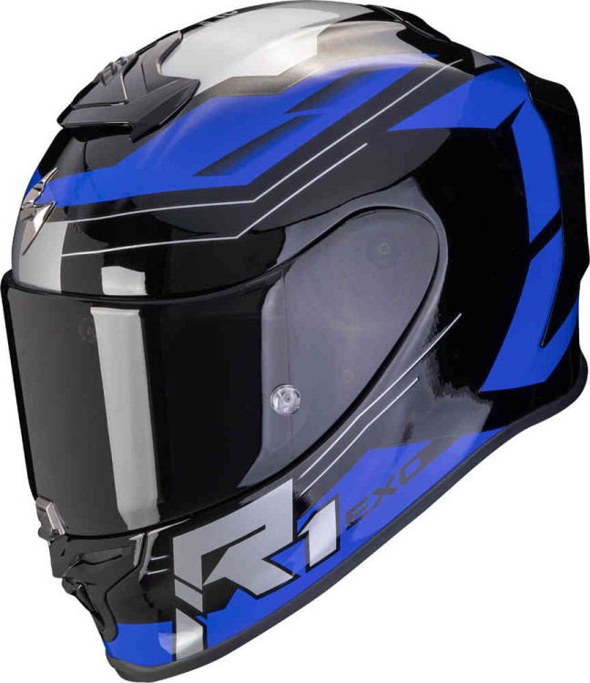 Мотошлем интеграл Scorpion Exo-R1 Evo Air Blaze Черный/Синий 110-441-66-02
