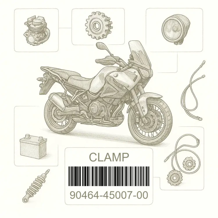 90464-45007-00 CLAMP, Yamaha Номер детали 90464-45007-00, 904644500700, 90464-45007, 9046445007, 90464 45007