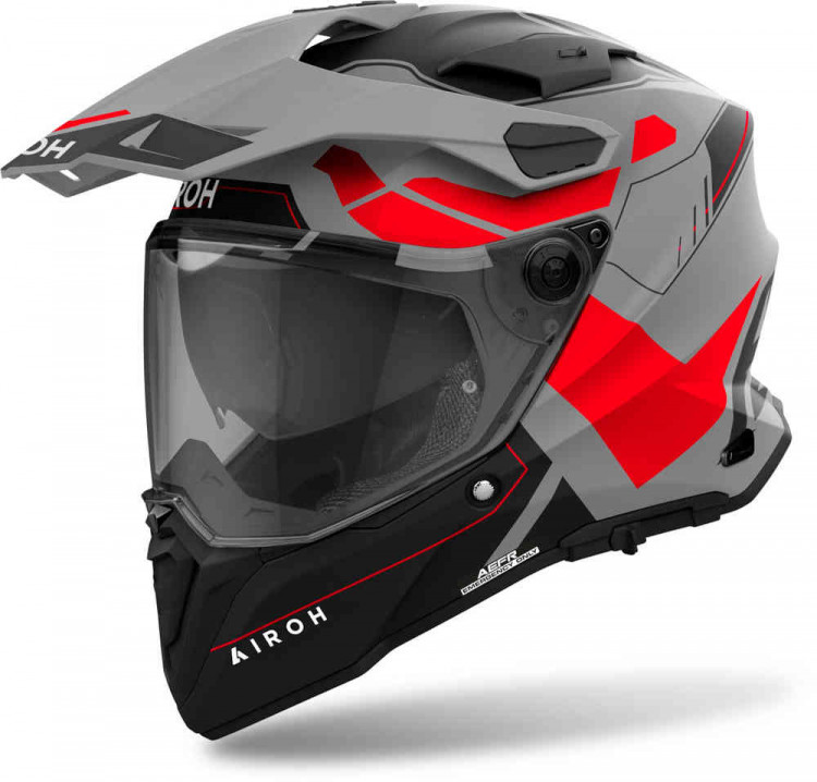 Мотошлем для мотокросса и эндуро Airoh Commander 2 Reveal Черный матовый/Серый/Красный CM2R55XL