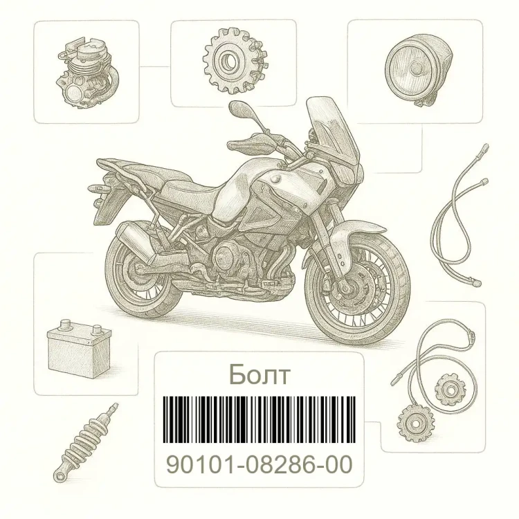 90101-08286-00 Болт, Yamaha Номер детали 90101-08286-00, 901010828600, 90101-08286, 9010108286, 90101 08286