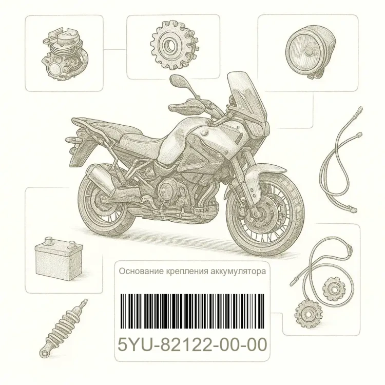 5YU-82122-00-00 Основание крепления аккумулятора, Yamaha Номер детали 5YU-82122-00-00, 5YU821220000, 5YU-82122-00, 5YU8212200, 5YU 82122 00
