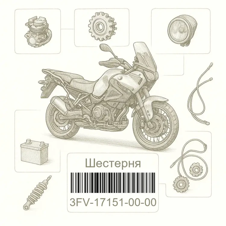 3FV-17151-00-00 Шестерня, 5-ая, Yamaha Номер детали 3FV-17151-00-00, 3FV171510000, 3FV-17151-00, 3FV1715100, 3FV 17151 00