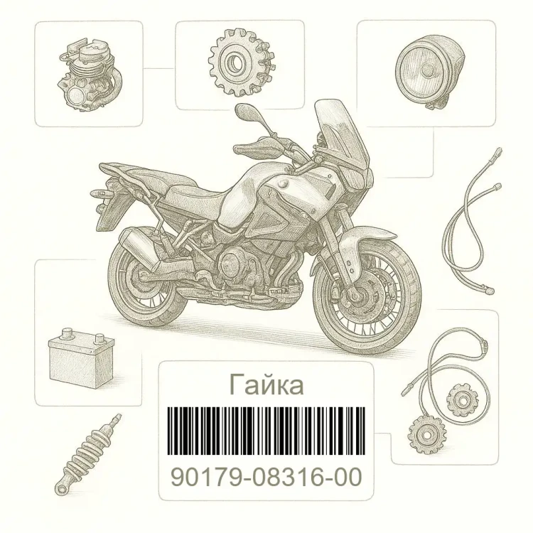 90179-08316-00 Гайка, Yamaha Номер детали 90179-08316-00, 901790831600, 90179-08316, 9017908316, 90179 08316