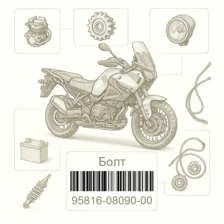 95816-08090-00 Болт, Yamaha Номер детали 95816-08090-00, 958160809000, 95816-08090, 9581608090, 95816 08090