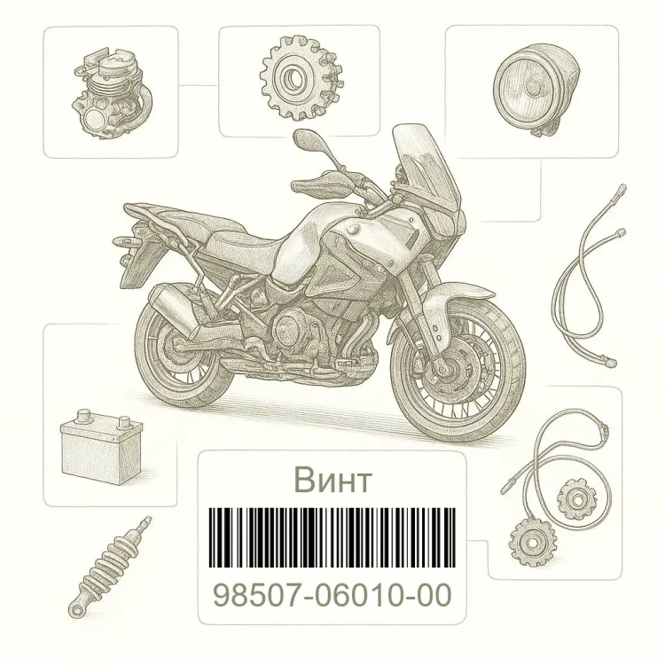 98507-06010-00 Винт, Yamaha Номер детали 98507-06010-00, 985070601000, 98507-06010, 9850706010, 98507 06010