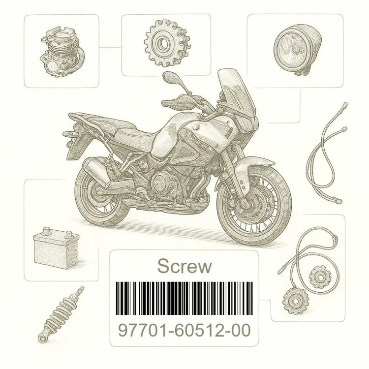 97701-60512-00 Screw, Tapping, Yamaha Номер детали 97701-60512-00, 977016051200, 97701-60512, 9770160512, 97701 60512