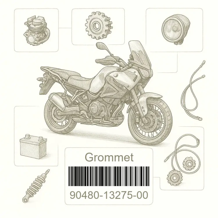 90480-13275-00 Grommet, Yamaha Номер детали 90480-13275-00, 904801327500, 90480-13275, 9048013275, 90480 13275