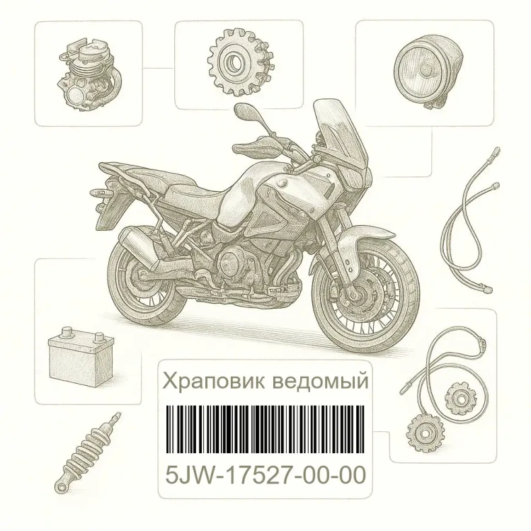 5JW-17527-00-00 Храповик ведомый, Yamaha Номер детали 5JW-17527-00-00, 5JW175270000, 5JW-17527-00, 5JW1752700, 5JW 17527 00
