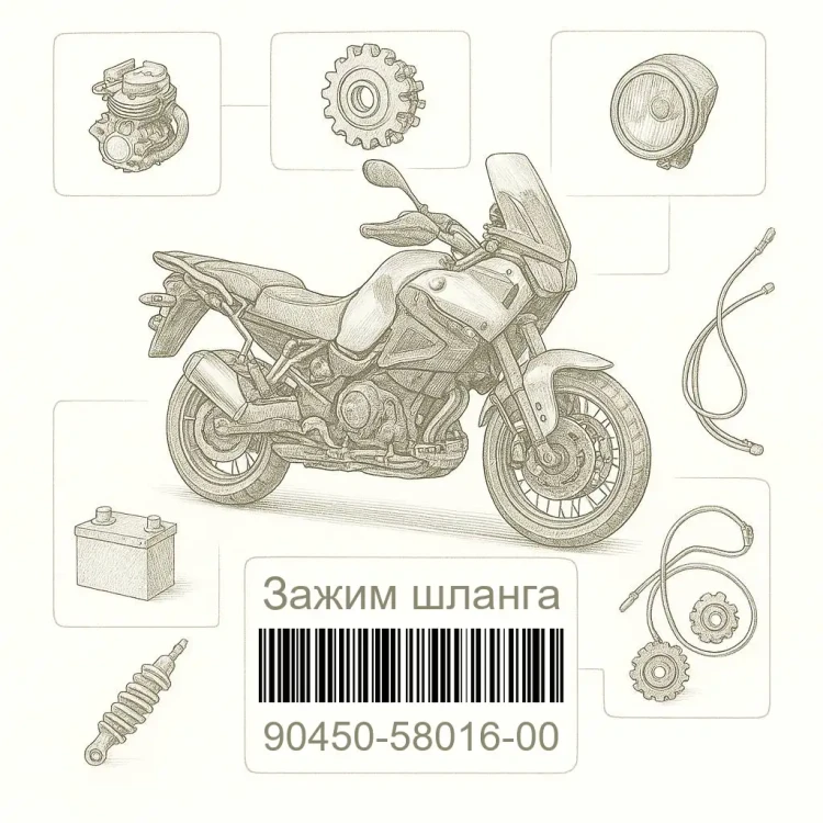 90450-58016-00 Зажим шланга, Yamaha Номер детали 90450-58016-00, 904505801600, 90450-58016, 9045058016, 90450 58016