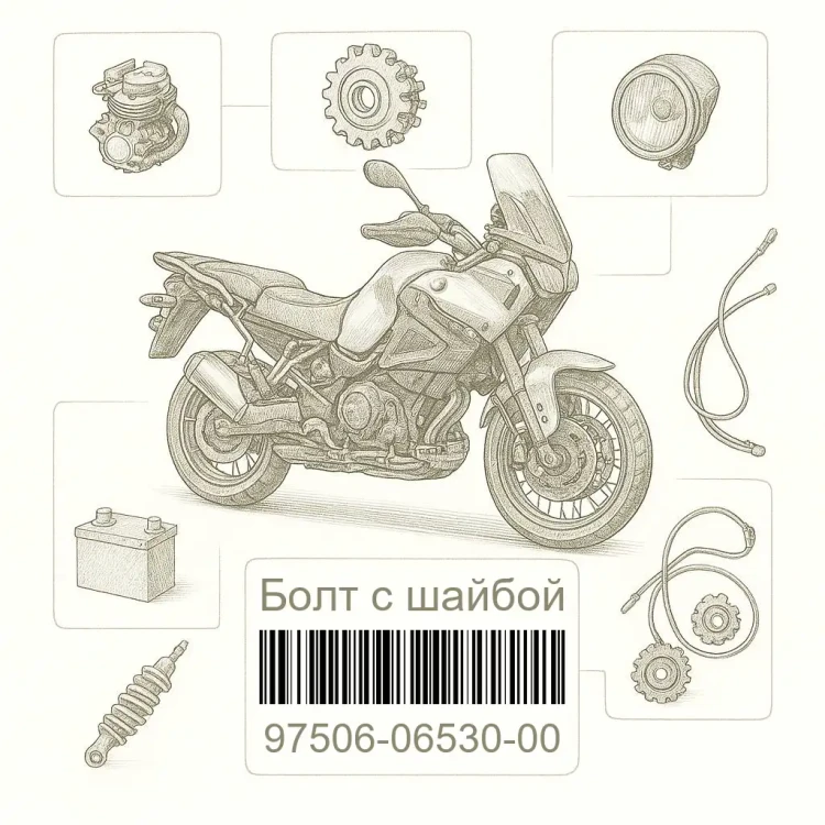 97506-06530-00 Болт с шайбой, Yamaha Номер детали 97506-06530-00, 975060653000, 97506-06530, 9750606530, 97506 06530