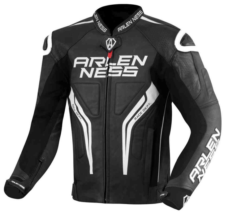 Мотокуртка кожаная мужская Arlen Ness Sugello Черный/Белый LJ-171309-AN-12-52