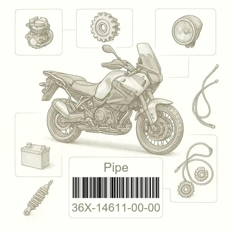 36X-14611-00-00 Pipe, Exhaust 1, Yamaha Номер детали 36X-14611-00-00, 36X146110000, 36X-14611-00, 36X1461100, 36X 14611 00