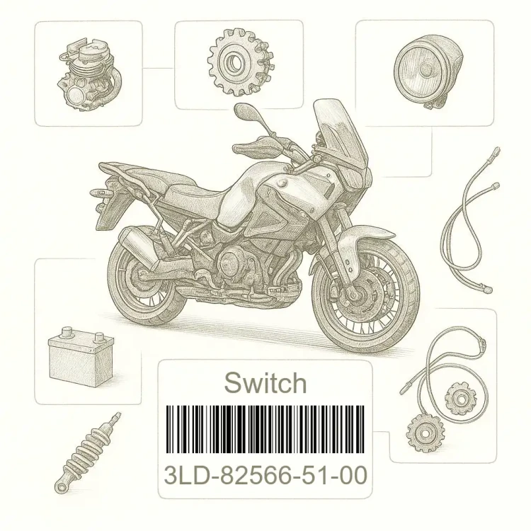 3LD-82566-51-00 Switch, Side Stand, Yamaha Номер детали 3LD-82566-51-00, 3LD825665100, 3LD-82566-51, 3LD8256651, 3LD 82566 51