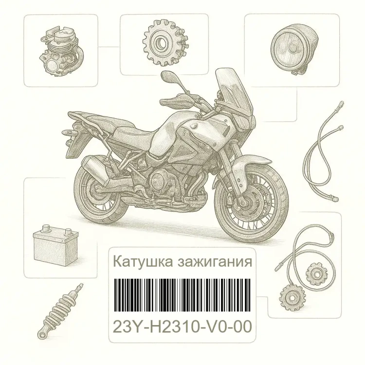 23Y-H2310-V0-00 Катушка зажигания, Yamaha Номер детали 23Y-H2310-V0-00, 23YH2310V000, 23Y-H2310-V0, 23YH2310V0, 23Y H2310 V0