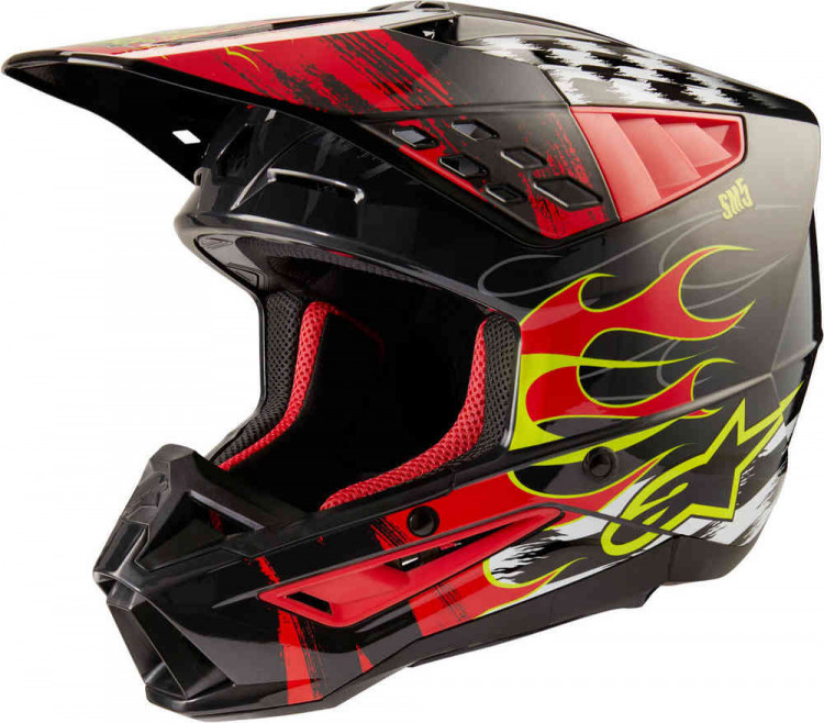 Мотошлем для мотокросса и эндуро Alpinestars S-M5 Rash Серый/Красный 8307023-9033-S