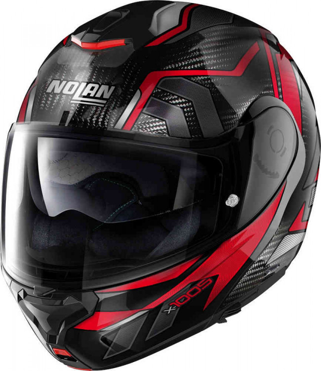 Мотошлем модуляр Nolan X-1005 Ultra Carbon Sandglas N-Com Черный/Красный U150006720495