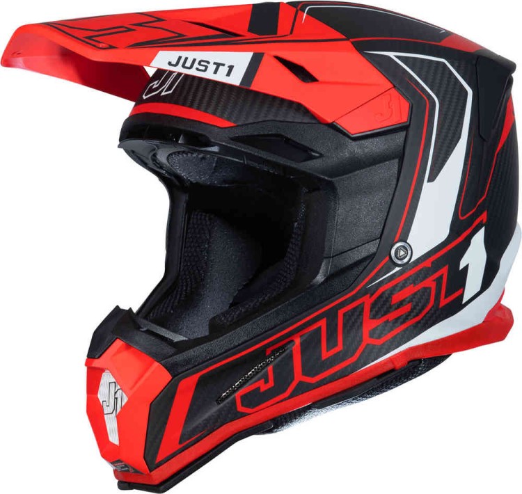 Мотошлем для мотокросса и эндуро Just1 J22 Carbon Fluo 2.0 Красный/Белый 606001027100502