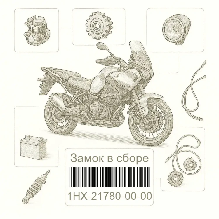 1HX-21780-00-00 Замок в сборе, Yamaha Номер детали 1HX-21780-00-00, 1HX217800000, 1HX-21780-00, 1HX2178000, 1HX 21780 00