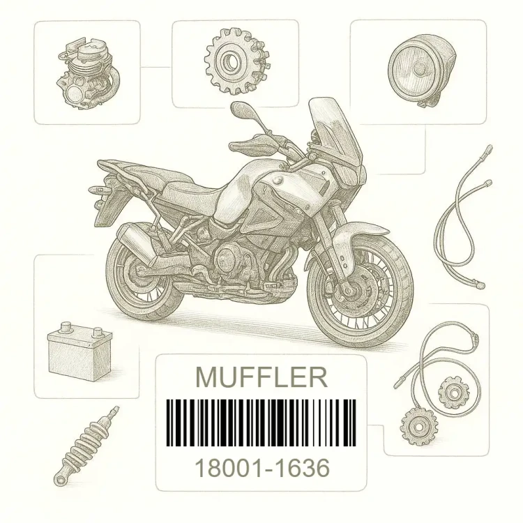 18001-1636 MUFFLER, Kawasaki Номер детали 18001-1636, 180011636