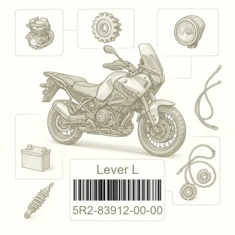 5R2-83912-00-00 Lever L, Yamaha Номер детали 5R2-83912-00-00, 5R2839120000, 5R2-83912-00, 5R28391200, 5R2 83912 00