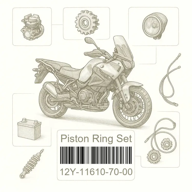 12Y-11610-70-00 Piston Ring Set, Yamaha Номер детали 12Y-11610-70-00, 12Y116107000, 12Y-11610-70, 12Y1161070, 12Y 11610 70