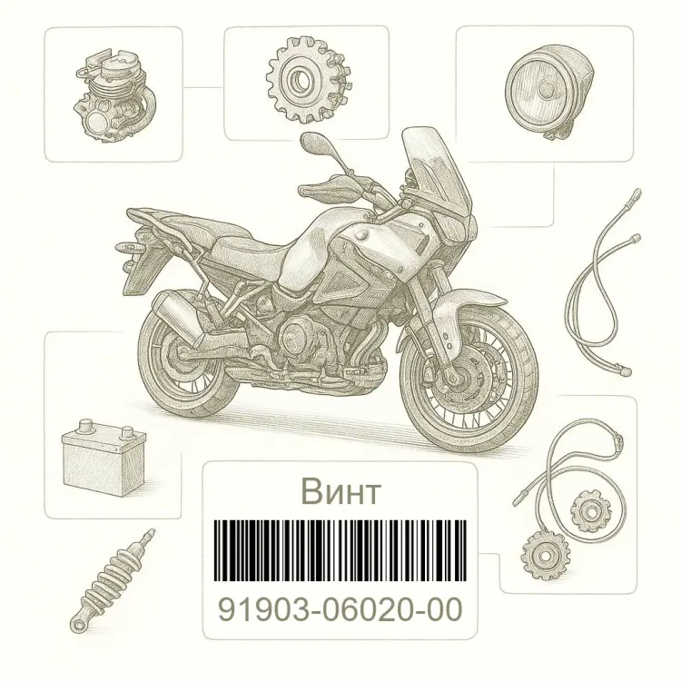 91903-06020-00 Винт, бандаж, Yamaha Номер детали 91903-06020-00, 919030602000, 91903-06020, 9190306020, 91903 06020