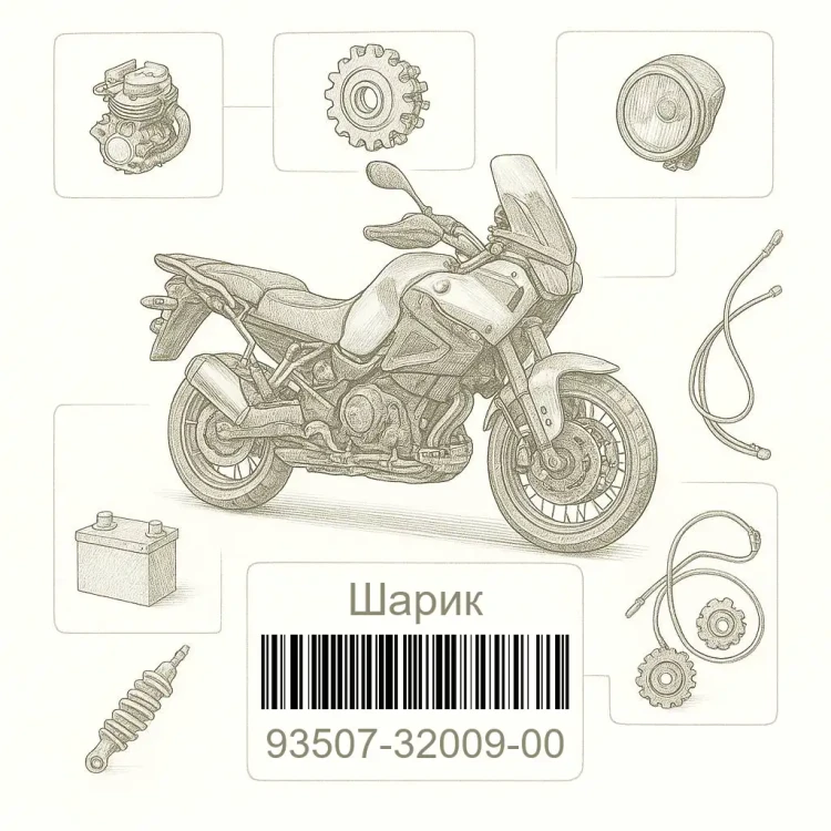 93507-32009-00 Шарик, Yamaha Номер детали 93507-32009-00, 935073200900, 93507-32009, 9350732009, 93507 32009
