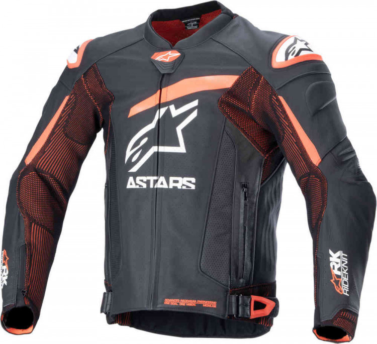 Мотокуртка кожаная мужская Alpinestars GP Plus R V4 Rideknit Черный/неоново-красный 3100324-1321-48