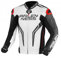 Мотокуртка кожаная мужская Arlen Ness Sugello Черный/Белый/Красный LJ-171309-AN-123-50