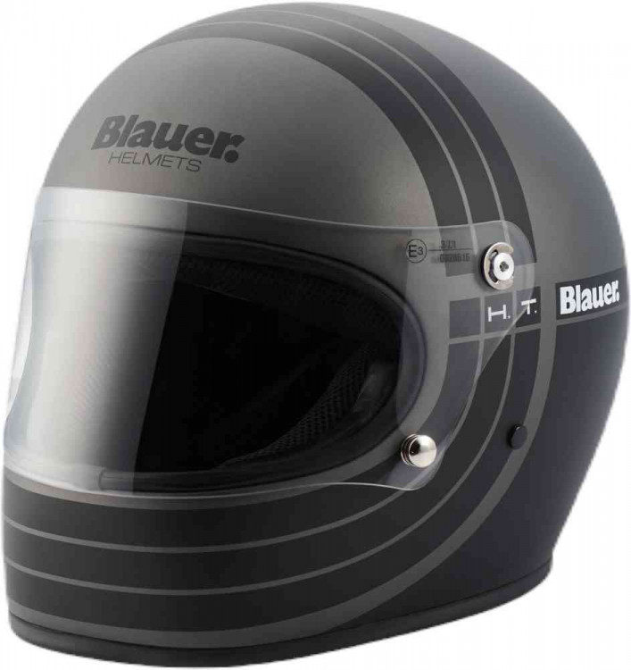 Мотошлем интеграл Blauer 80's 06 Черный матовый/Титановый 12CBKHU01011-H00047-H801-XS