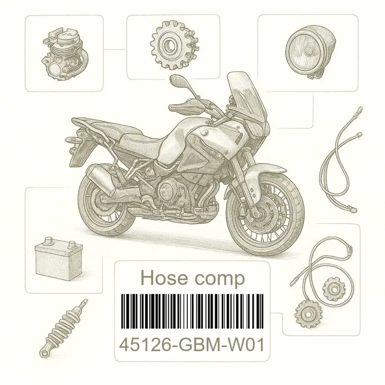 45126-GBM-W01 Hose comp,fr brk, Honda Номер детали 45126-GBM-W01, 45126GBMW01