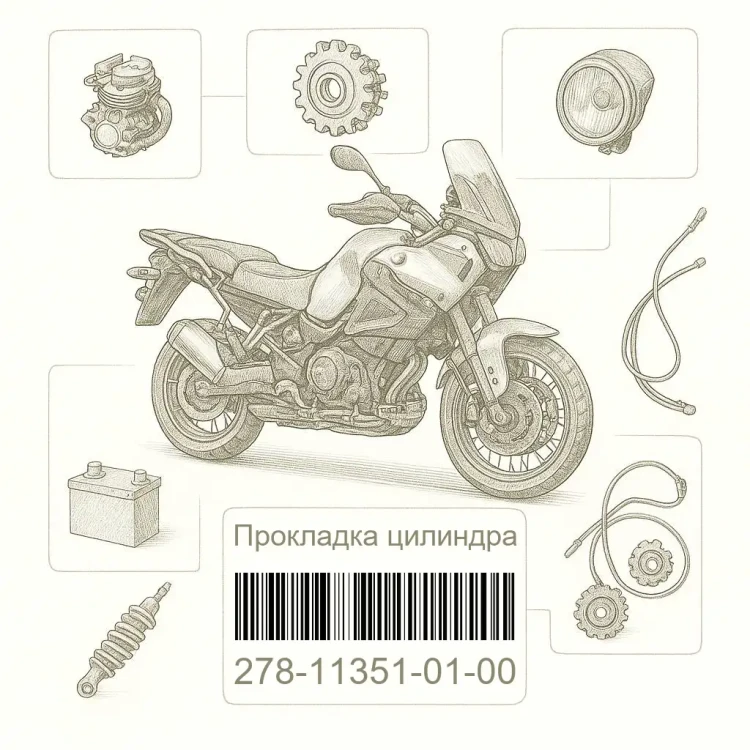 278-11351-01-00 Прокладка цилиндра, Yamaha Номер детали 278-11351-01-00, 278113510100, 278-11351-01, 2781135101, 278 11351 01