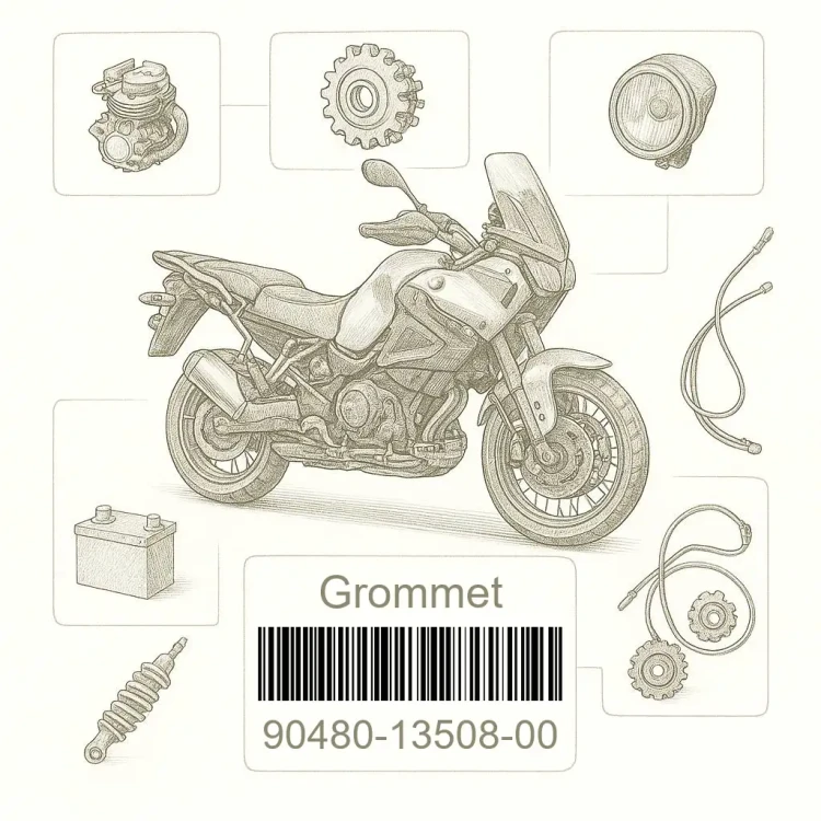 90480-13508-00 Grommet, Yamaha Номер детали 90480-13508-00, 904801350800, 90480-13508, 9048013508, 90480 13508