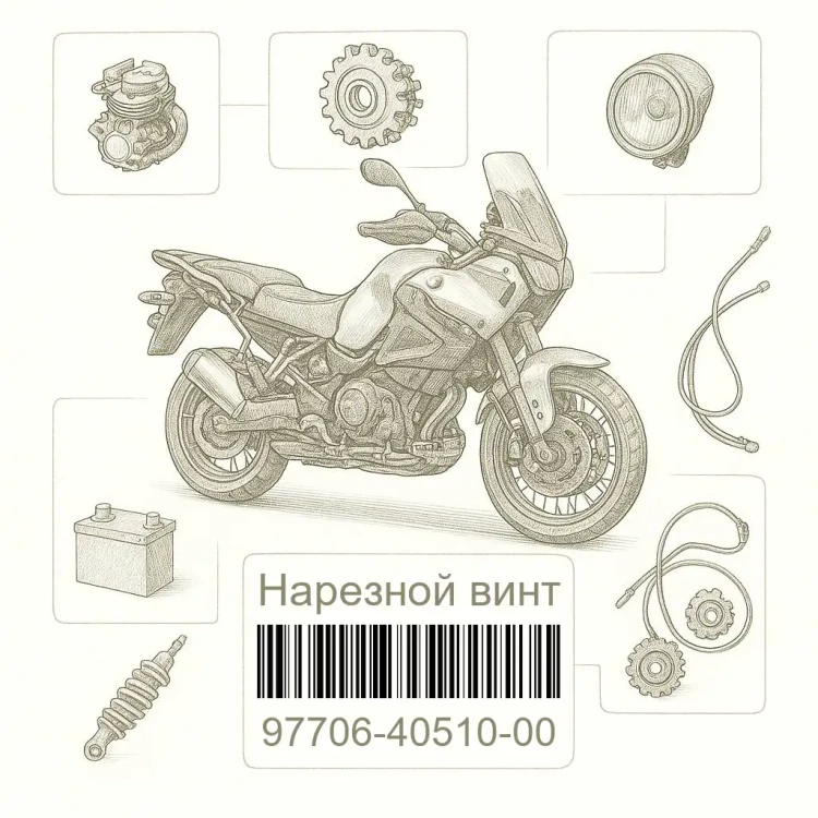 97706-40510-00 Нарезной винт, Yamaha Номер детали 97706-40510-00, 977064051000, 97706-40510, 9770640510, 97706 40510