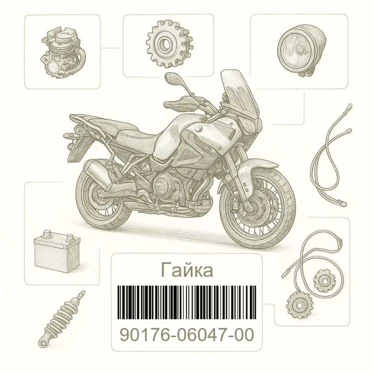 90176-06047-00 Гайка, Yamaha Номер детали 90176-06047-00, 901760604700, 90176-06047, 9017606047, 90176 06047