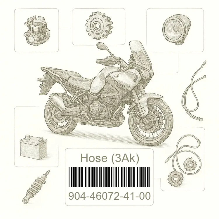 904-46072-41-00 Hose (3Ak), Yamaha Номер детали 904-46072-41-00, 904460724100, 904-46072-41, 9044607241, 904 46072 41