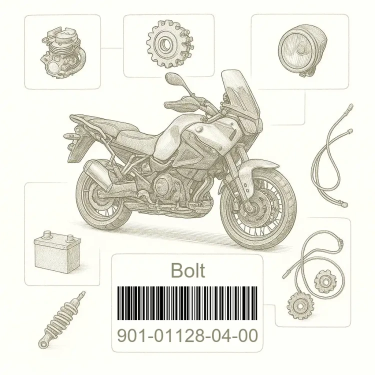 901-01128-04-00 Bolt, Yamaha Номер детали 901-01128-04-00, 901011280400, 901-01128-04, 9010112804, 901 01128 04