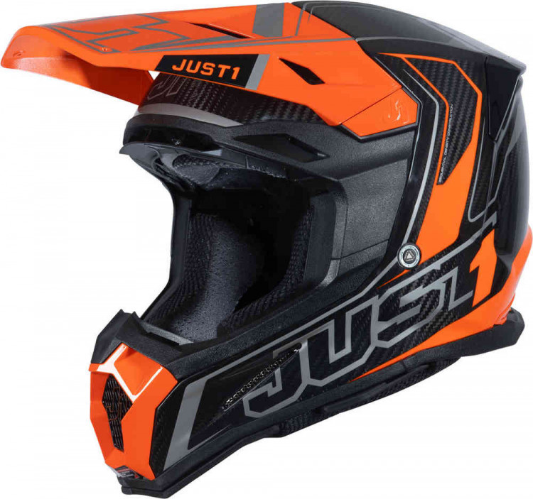 Мотошлем для мотокросса и эндуро Just1 J22 Carbon Fluo 2.0 Оранжевый/Черный 606001015300502