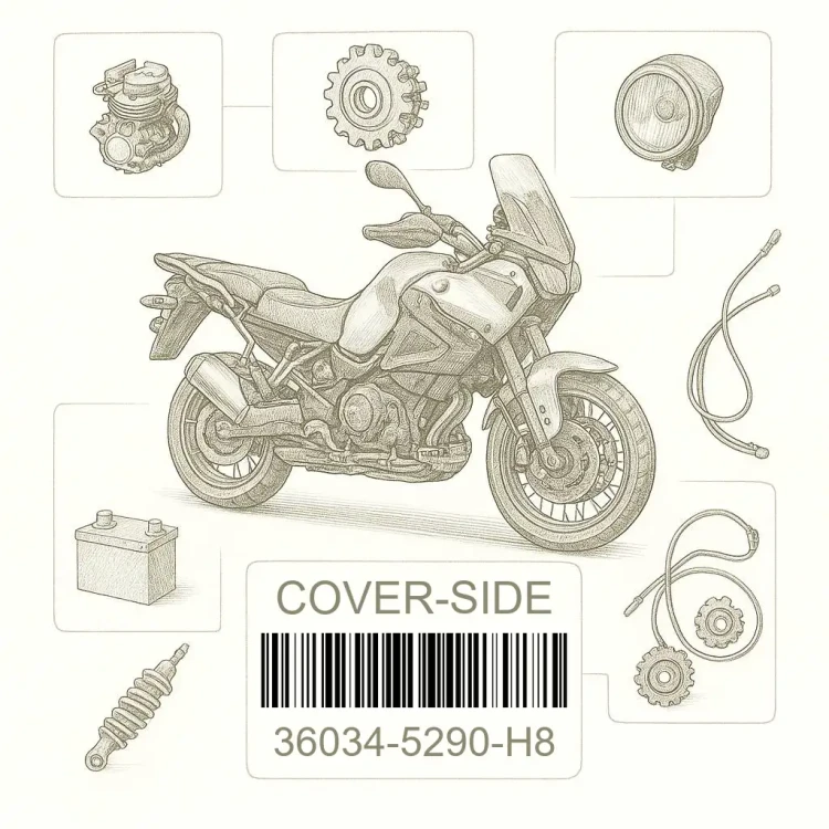 36034-5290-H8 COVER-SIDE,LH,EBONY, Kawasaki Номер детали 36034-5290-H8, 360345290H8