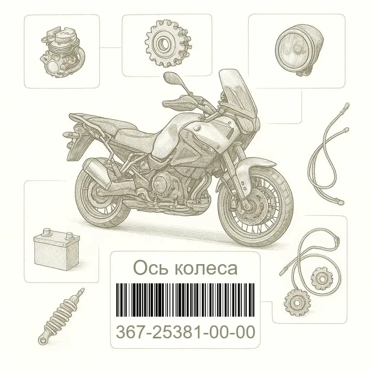 367-25381-00-00 Ось колеса, Yamaha Номер детали 367-25381-00-00, 367253810000, 367-25381-00, 3672538100, 367 25381 00