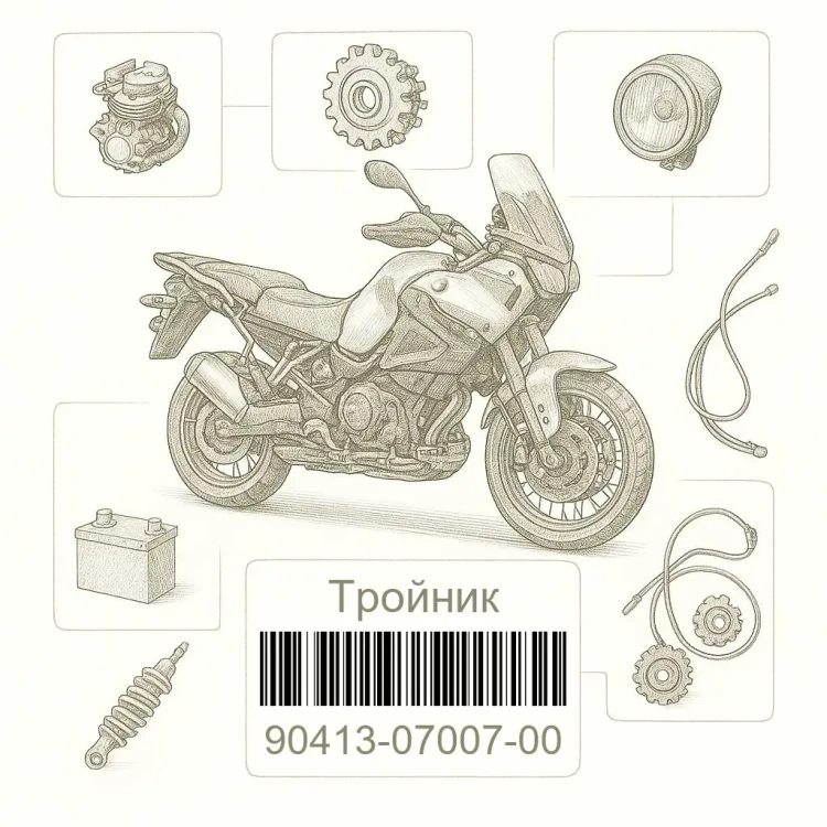 90413-07007-00 Тройник, Yamaha Номер детали 90413-07007-00, 904130700700, 90413-07007, 9041307007, 90413 07007