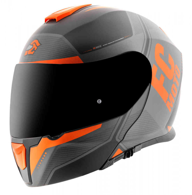 Мотошлем модуляр FC-Moto Novo Circuit Черный/Оранжевый FCM-17-MH-006-18-S