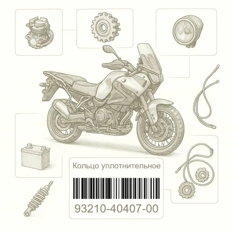 93210-40407-00 Кольцо уплотнительное, Yamaha Номер детали 93210-40407-00, 932104040700, 93210-40407, 9321040407, 93210 40407