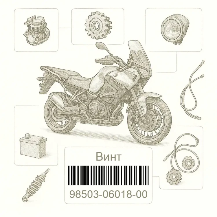 98503-06018-00 Винт, Yamaha Номер детали 98503-06018-00, 985030601800, 98503-06018, 9850306018, 98503 06018
