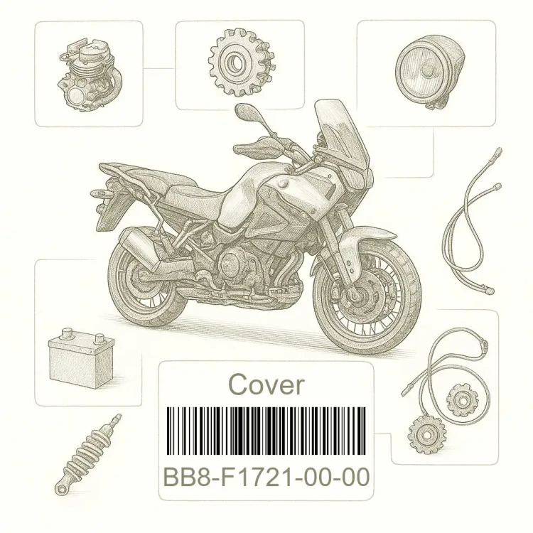 BB8-F1721-00-00 Cover, Side 2, Yamaha Номер детали BB8-F1721-00-00, BB8F17210000, BB8-F1721-00, BB8F172100, BB8 F1721 00