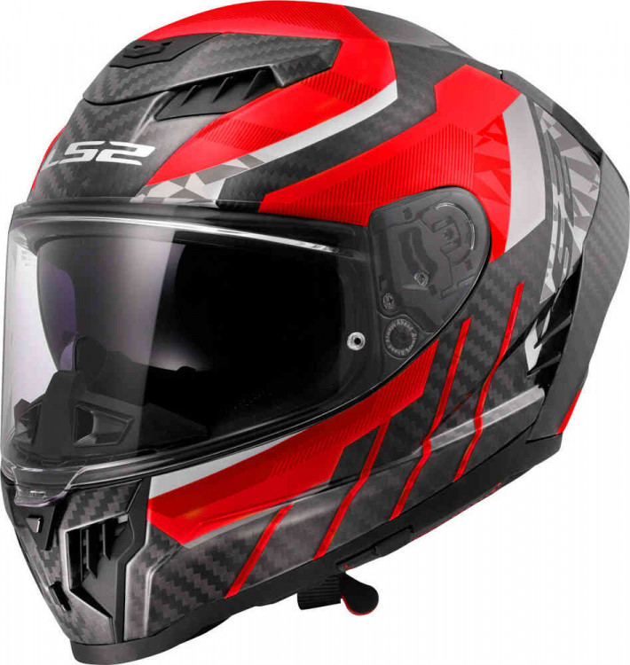 Мотошлем интеграл LS2 FF807 Dragon Trax Carbon углерод/красный/белый 168075232XS