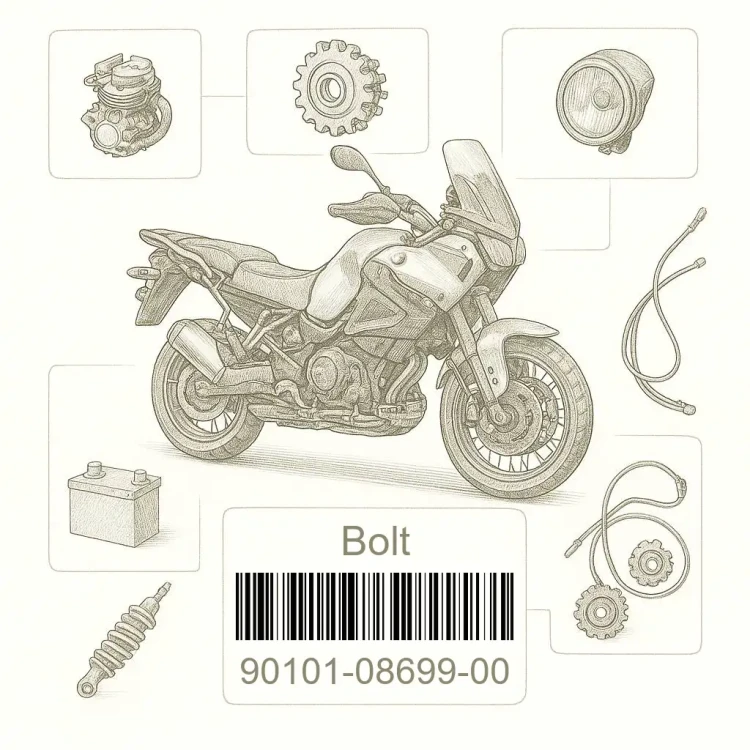 90101-08699-00 Bolt, Yamaha Номер детали 90101-08699-00, 901010869900, 90101-08699, 9010108699, 90101 08699